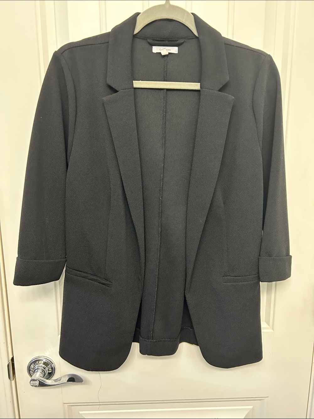 Maurices Black Open-Front Blazer with Three-Quarter Sleeves